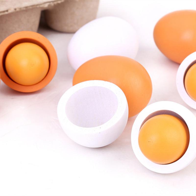 Baby Food Egg - 6 Adet Mutfak Ahşap Yapay Yumurta
