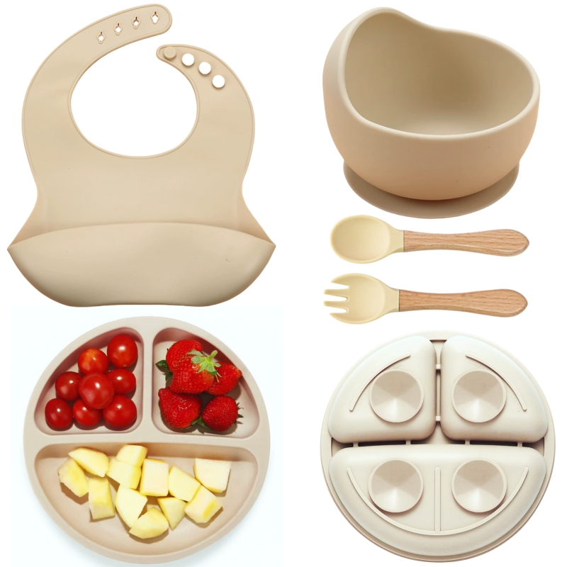 Silicone Suction Bowl - 5 adet silikon bebek besleme seti