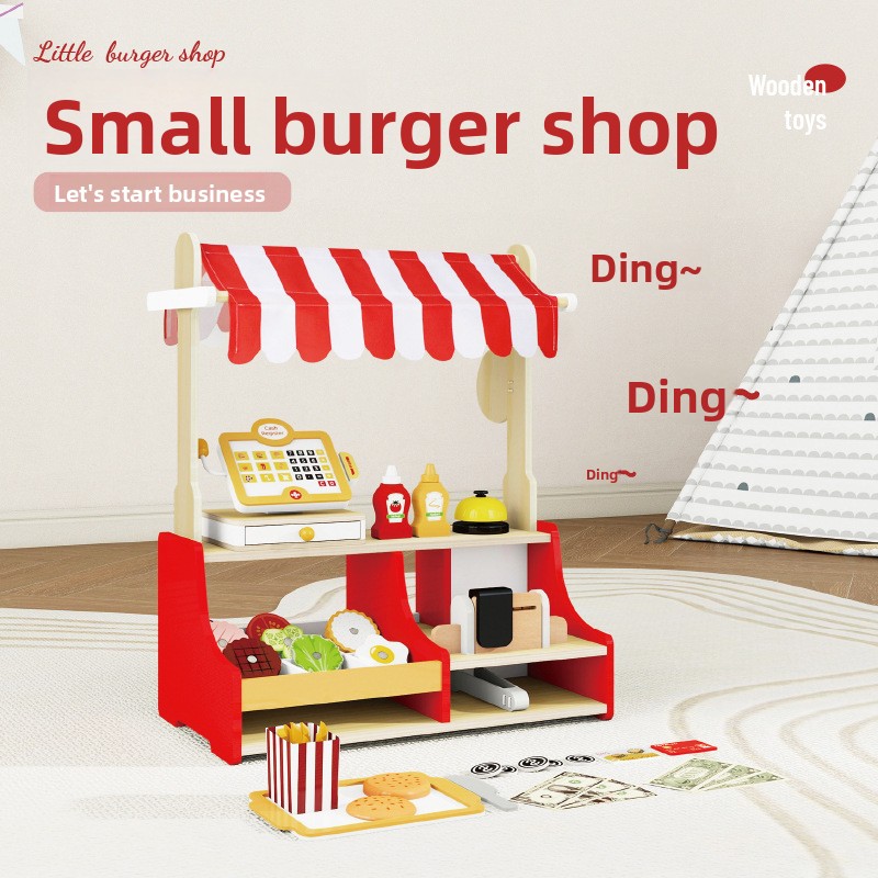 Baby Food Restaurant - Çocuk Oyuncak Bulmaca Ahşap Hamburger Dükkanı